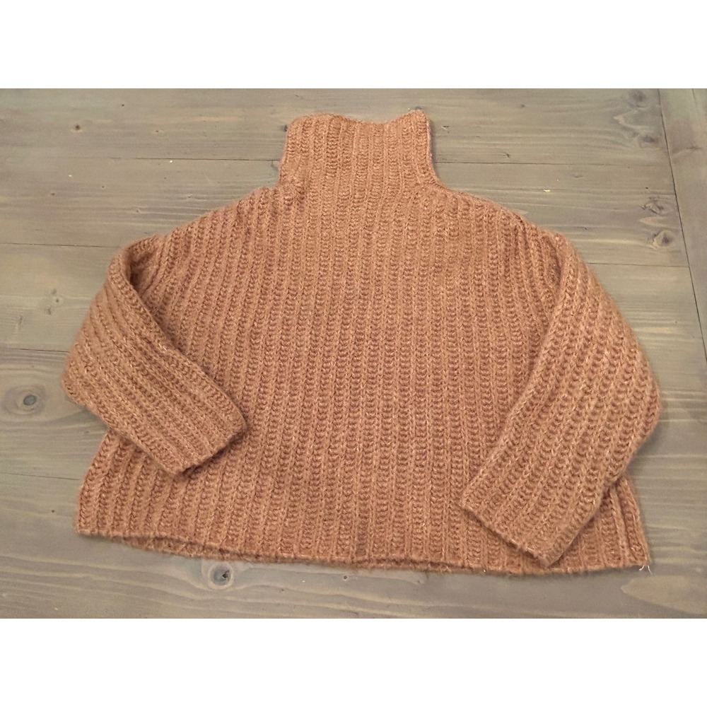 B12 Free People My Only Sunshine Oversized Ribbed Turtleneck Sweater Camel โ XS